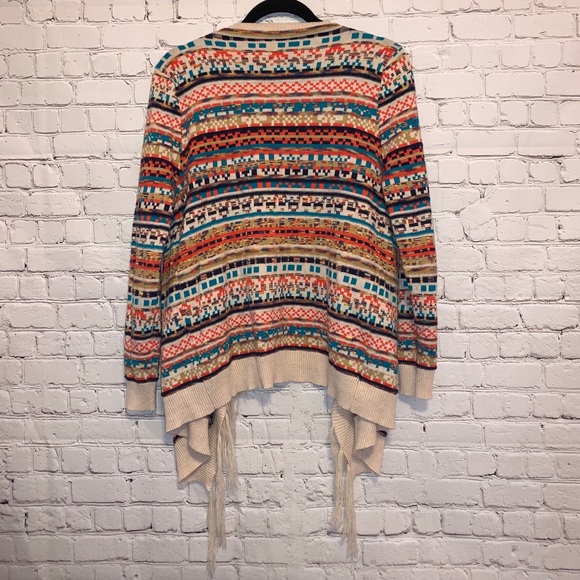 🇺🇸 Styleholic Multicolor Striped Cardigan w/Fringe Draped - Picture 3 of 6
